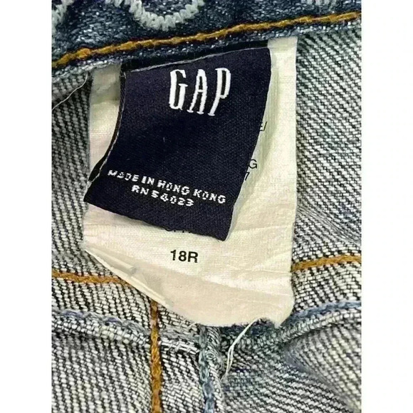 GAP Mid-Rise Straight Leg Jeans Raw Hem Light Wash Stretch Size 18R - Picture 3 of 5